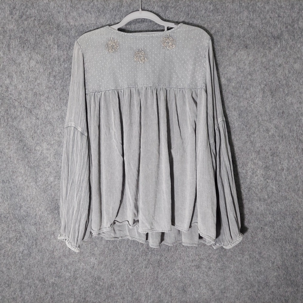 Nicole Miller Tunic M Artelier Crinkle Embroidery Festival Boho mineral Gypsy - Picture 9 of 16